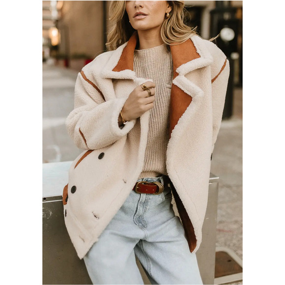 Blank NYC Dbl Breasted Oversize Faux Sherpa Teddy Bear Jacket Size: L - Picture 9 of 16